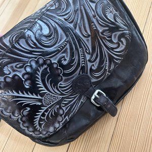 Patricia Nash Tooled Saddle Crossbody Bag